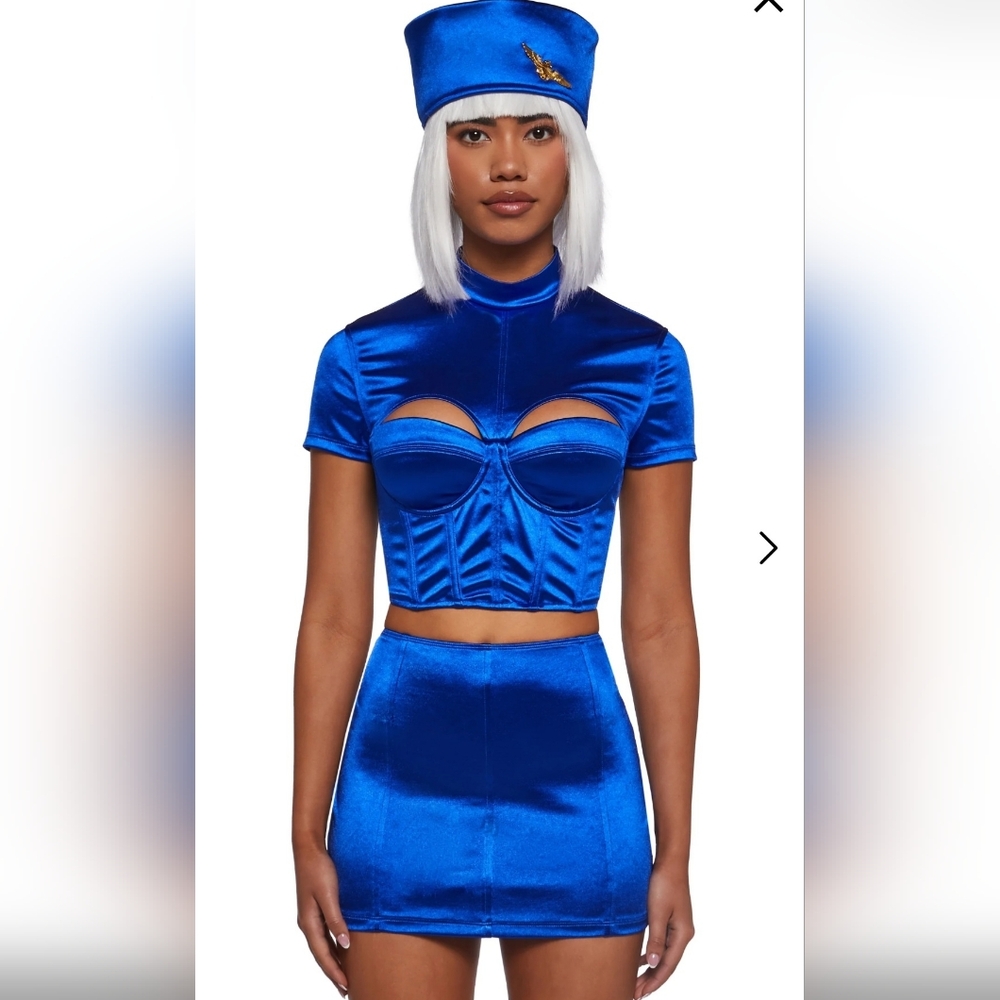 Sold-Sci-fi Flight Attendant- Fifth Element Royal Blue Satin Halloween Costume